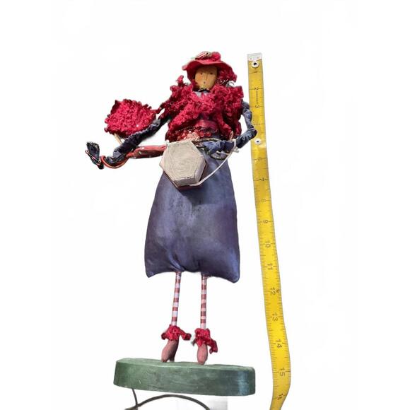 Charming Handcrafted Shopping Doll with Red Scarf and Accessories - Picture 6 of 6